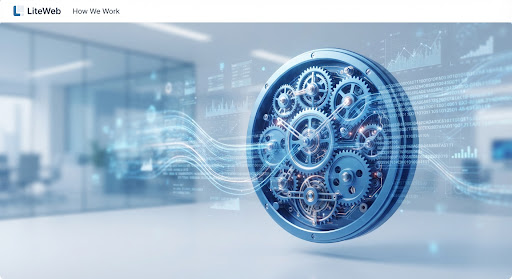 Conceptual clockwork mechanism merging with digital code streams